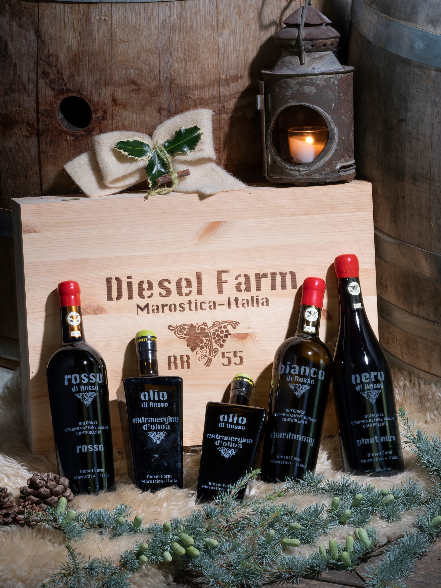 2 Olive Oil and 3 Wines Gift Box