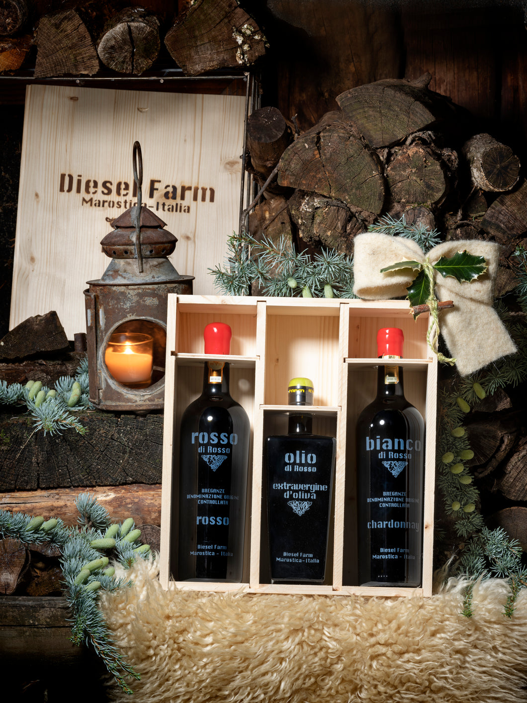 1 Olive Oil and 2 Wines Gift Box